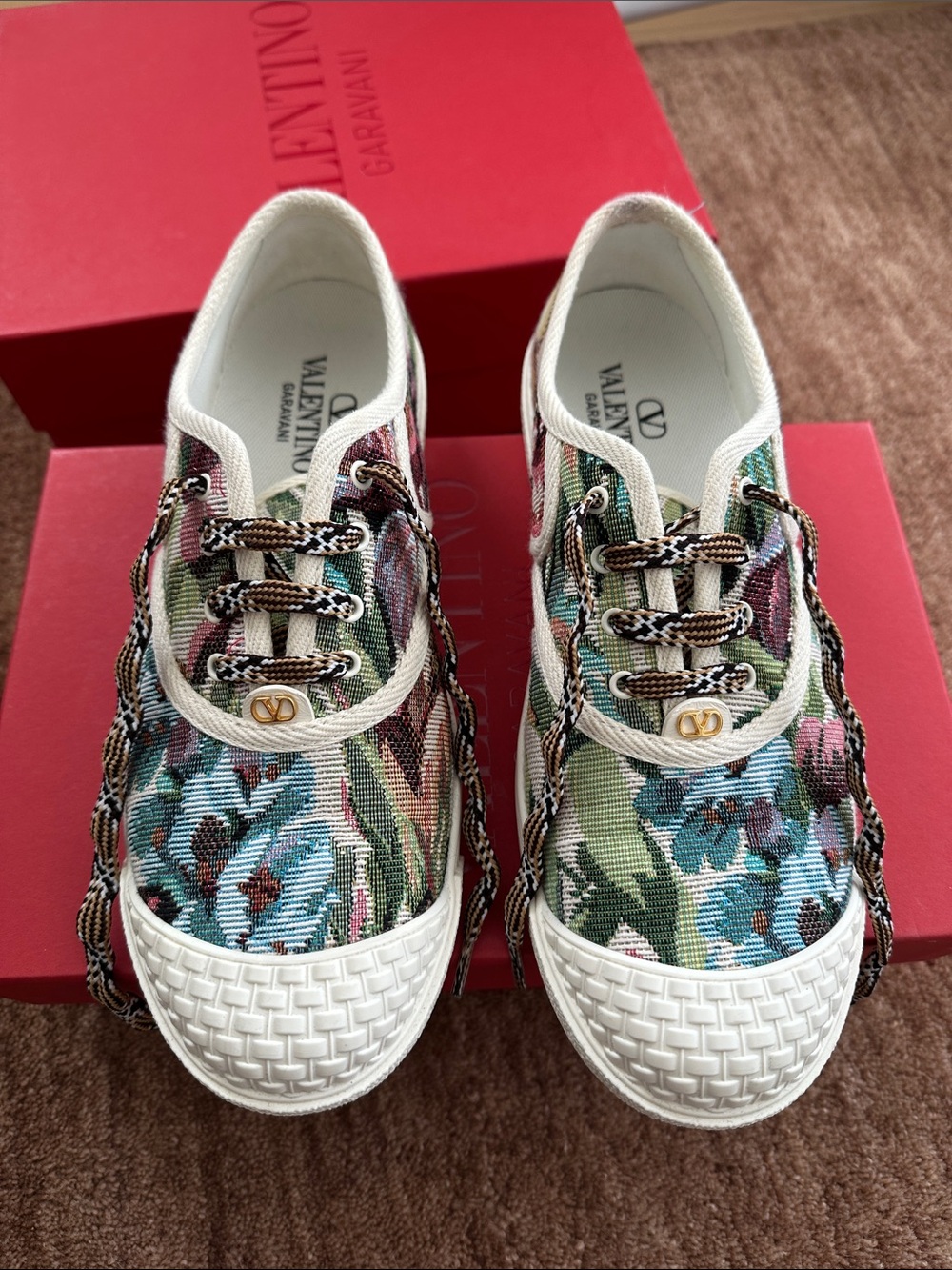 Valentino Garavani Multicolor Floral Canvas Low-Top Sneakers Size 39